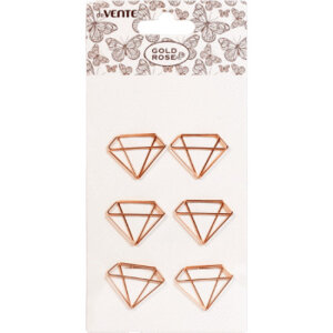 Скрепки металл 6шт Gold Rose Diamond розовое золото 36x26 мм 6шт 4135007