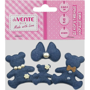 Декоративные украшения Медвежата тканевые медведь 33x38мм два медведя 52x60мм бантик 8130125
