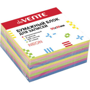 Блок для записей 400л 90x90мм 5 неон цв 10 слоев непроклеенный 2012703