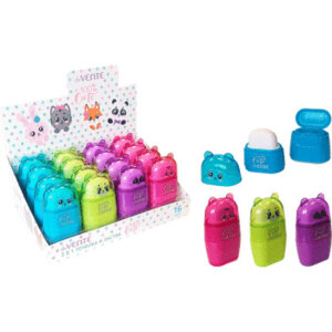 Точилка и ластик 2в1 Cute 2 отв с контейнером пласт цв 8031000