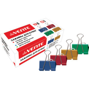 Зажим для бумаг металл 19мм 12шт толщина скрепления до 6мм асс 4131001