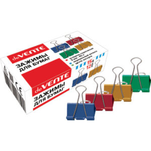 Зажим для бумаг 15мм 12шт металл толщина скрепления до 5мм асс 4131000