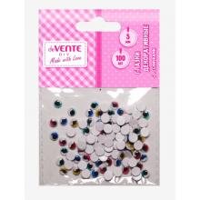 Глазки декоративные круглые 6мм пласт на клеевой основе с ресницами цвет асс 8001122