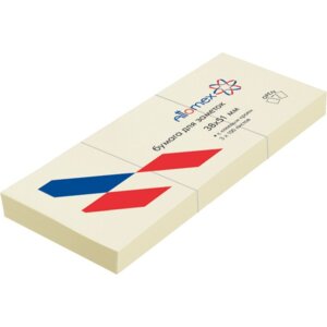 Бумага для заметок с клеевым краем 38x51мм 100л офсет 75 г/м²  Желтая 3шт в уп 2010300