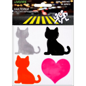 Наклейки световозвращающие Коты 60x60мм асс цв 9083902