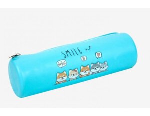Пенал круглый 20x5,5x5,5см Shiba friends силикон на молнии 7021202