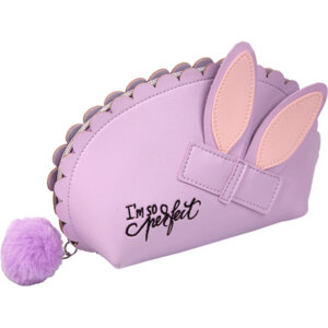 Пенал косметичка 20x13x8см Rabbit мат искусств кожа на молнии с бегунком помпоном 7026205