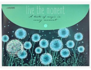 Папка конверт на кнопке A4 Dandelions 320x230мм 300мкм декор с конфетти 3079262