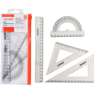 Набор геометрический 4 предм малый линейка 20см 2 угольника транспортир прозрачн 5092000