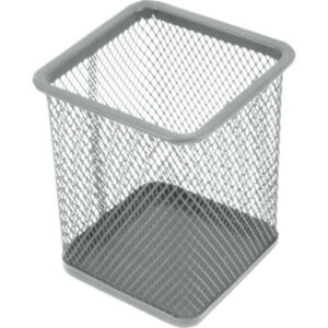 Подставка для канц принадлежностей 8x8x9,8см квадратный сетчатая металл Серая 4104015