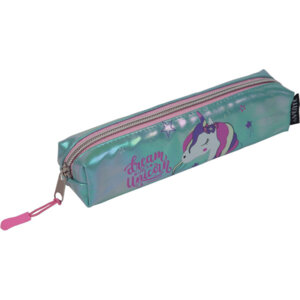 Пенал 1 секц Unicorn 21x4x4см прямоугольный на молнии голографич иск кожа 7025277