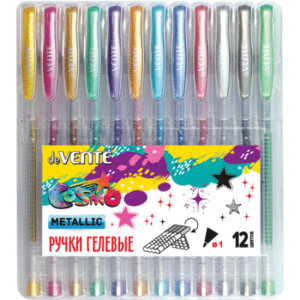 Набор ручек гелевых 12цв 1мм Cosmo Metallic металлик прозр корп 5051047