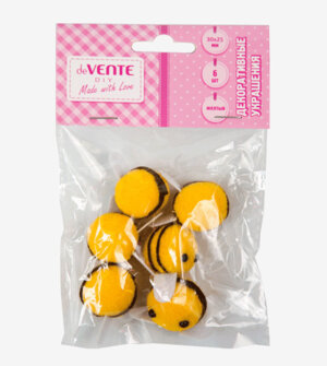 Декоративные украшения 6шт 30x25мм Пчелки блистер 8130205