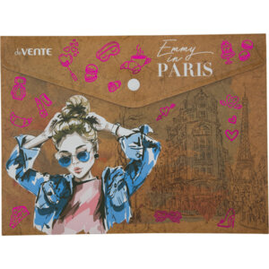 Папка конверт на кнопке A5 Emmy in Paris 240x180мм 180мкм крафт имитация с рис 3071217