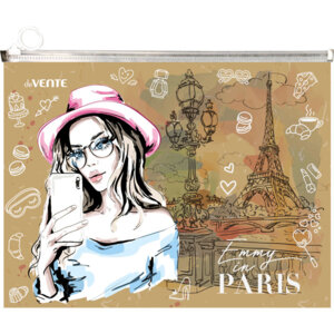 Папка на молнии A4 320x245х25мм Emmy in Paris 180мкм с расширением крафт имитация 3072228