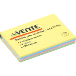 Бумага для заметок с клеевым краем 51x76мм 100л офсет 75г/м 4 пастель цв 2010717