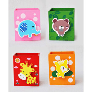 Подставка для канц принадлежностей 8,5x5,7см Funny animals деревянная c элементом декора 4104220