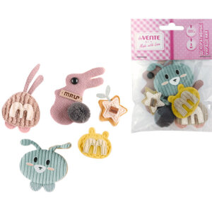 Декоративные украшения 5шт от 36x33мм до 76x45мм Bunny тканевые асс диз 8130210