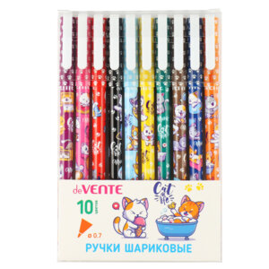 Набор ручек шар 10цв 0,7мм подарочных Из жизни котиков пласт корпус 5073117