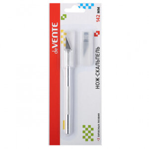 Нож канцелярский скальпель металл c 2-мя запасными лезвиями 4090000