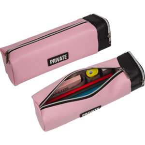 Пенал 1 отд 23x6x6см Private прямоугольный мат иск кожа торцевой карм на молнии розовый 7025357