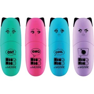 Набор текстовыделителей NicoNico 4цв бирюза роз голуб фиол плоский 5045335