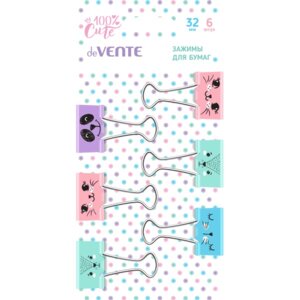 Зажим для бумаг 100% Cute металл 32 мм  цветной асс 4131201