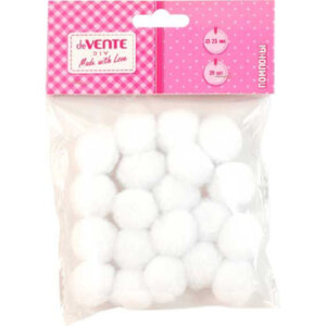 Набор помпонов для творчества 25мм 20шт цвет белый 8000018