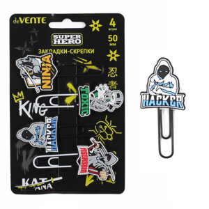 Набор закладок скрепок SuperHero металл овальные цв 50 мм с элементами декора 8065323