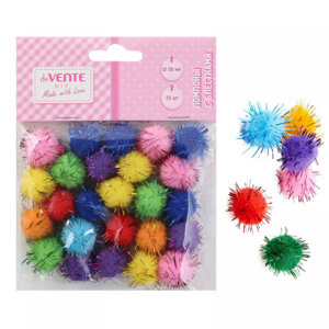 Набор помпонов для творчества 20мм 25 шт разноцв с блестками 8000804