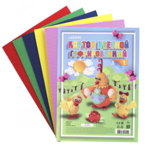 Картон цветной гофрированный A4 180 г/м² 5 цв 5 л 8040515