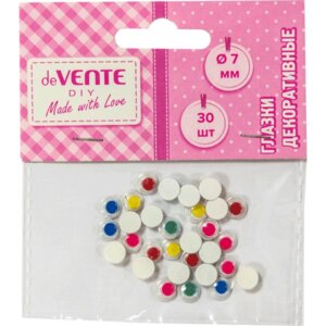 Глазки декоративные круглые пластик самоклеящиеся 7мм 30шт цвет асс 8001309