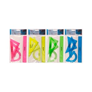 Набор геометрический малый 4 предм линейка 20см 2 угольника транспортир полупрозр 5092303