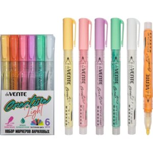 Набор маркеров акриловых 6цв пастель круглый корпус пулевидный наконечник 5044304
