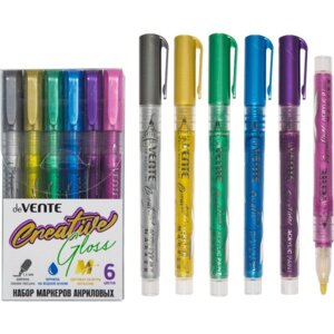 Набор маркеров акриловых 6цв METALLIC круглый корпус пулевидный наконечник 5044305