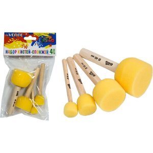 Набор кистей спонж 4шт круглые d 15 20 30 40мм Cosmo дерев ручка 8072350