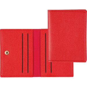Визитница на кнопке Casual красная 8x11см иск кожа 4 отд 1020421