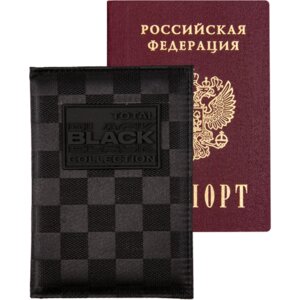 Обложка для паспорта TOTAL BLACK 10x14см фактурная ткань поролон 1030402