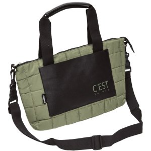 Сумка тоут малая C'est La Vie 32x23x9см Оливковая стеганная плащевка 7034420