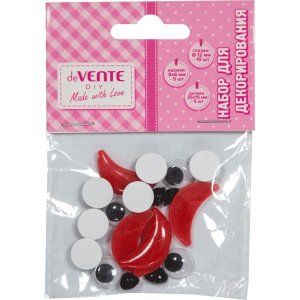 Набор для декорирования 20шт Глазки Носики Ротики пластик самокл 8001300