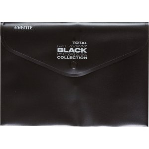 Папка конверт на кнопке A5 240x180мм TOTAL BLACK 180мкм непрозр черная с дизайн 3071332
