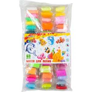 Масса для лепки 60 цв 600 грамм легкая самозатвердевающая 8042433