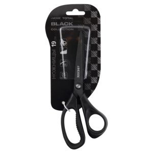 Ножницы 19см TOTAL BLACK черные прорезиненные кольца с лепестками 3D лезвия 4091400