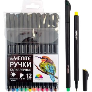 Набор ручек капиллярных 12цв 0,4мм Drops Черным корп 5060400