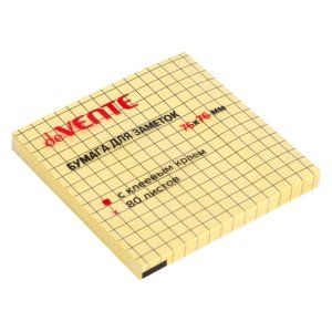 Клейкая бумага для заметок 76x76мм 80л желтая в клетку 2010384