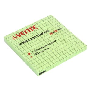 Клейкая бумага для заметок 76x76мм 80л зеленая в клетку 2010386