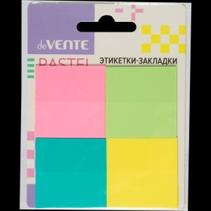 Набор самоклеящихся этикеток-закладок Pastel пластик полупрозр 38x38мм 4x20л 2011337