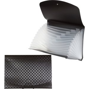 Папка на кнопке с 12-ю отд TOTAL BLACK DL 260x130x20мм 700мкм фактура шахмат 3078425