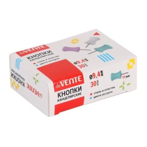 Кнопки канцелярские силовые Pastel диаметр 9,4мм цв в форме гвоздика 30шт 4132313