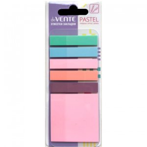 Набор закладок самокл 50x50мм и 50x10мм Pastel пластик полупрозр 2011427